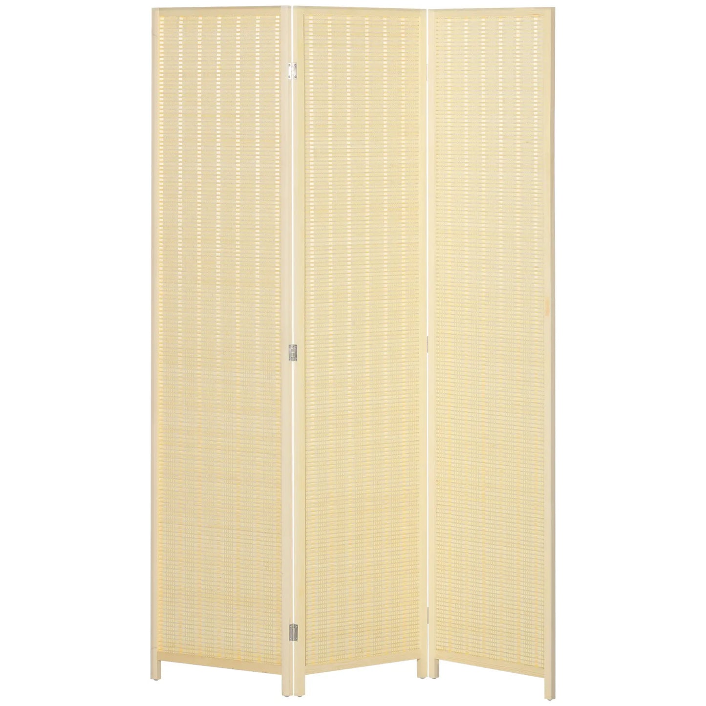 Woven Bamboo Room Divider, 3 Panel Folding Privacy Screen, Natural Wood