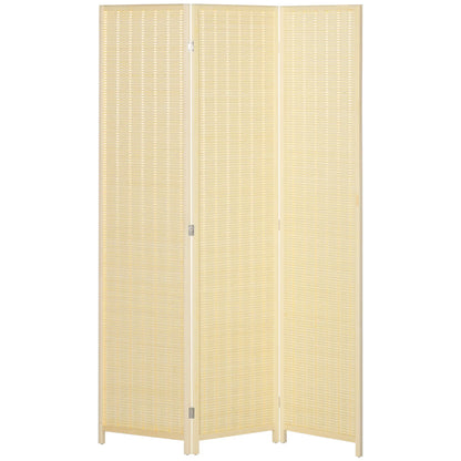 Woven Bamboo Room Divider, 3 Panel Folding Privacy Screen, Natural Wood