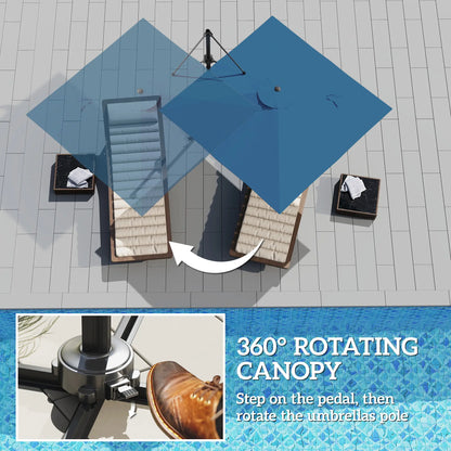 8'x8' Square Patio Hanging Offset Umbrella, Outdoor Cantilever, Navy Blue Offset Cantilever Umbrellas at Gallery Canada