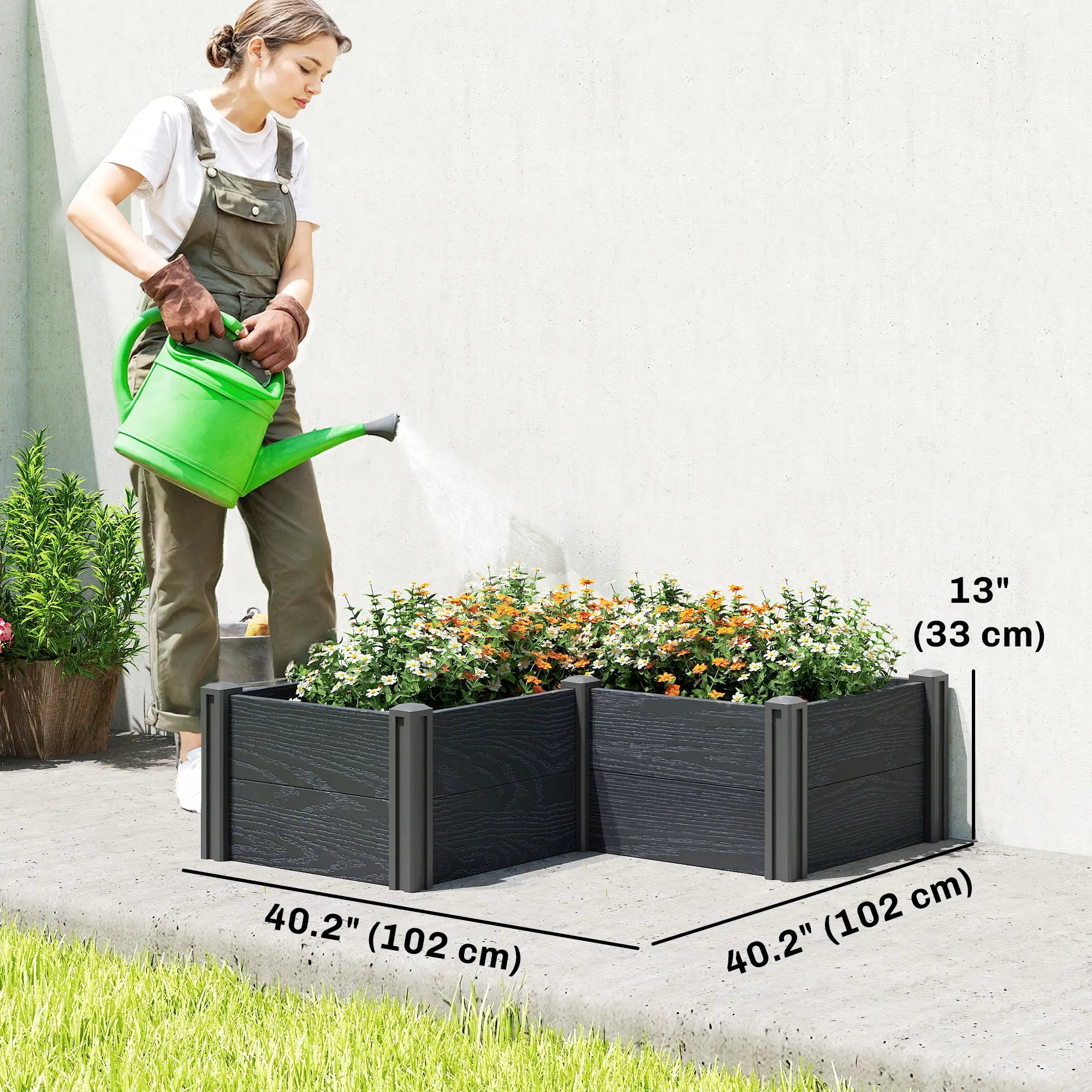 Vinyl Raised Garden Bed Kit, 3 x 3 x 1ft, Elevated Planter Box Wooden Planter Boxes at Gallery Canada