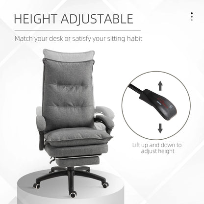 Adjustable Height Office Chair, 360° Swivel, Retractable Footrest, Grey Executive & Manager Chairs at Gallery Canada