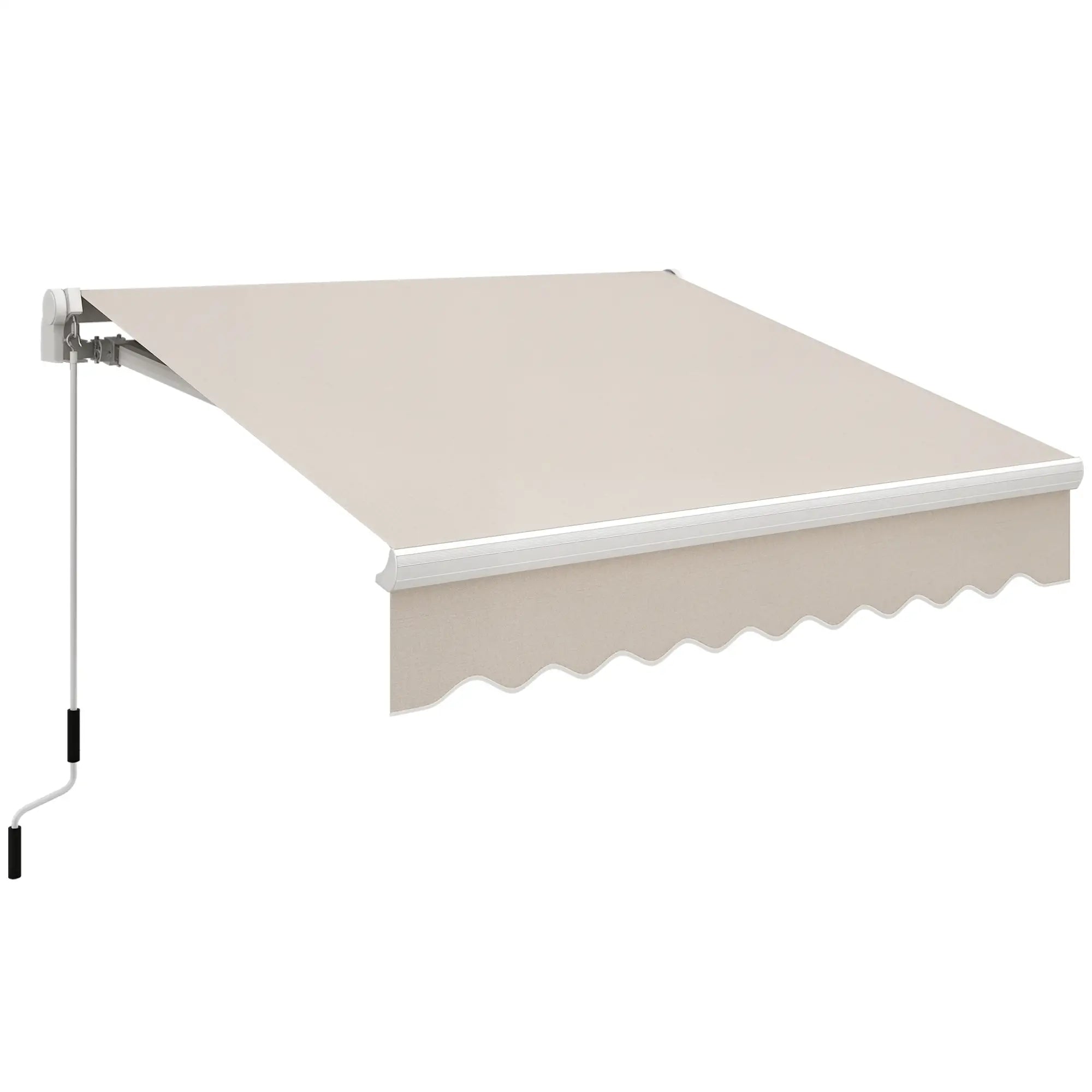 8'x7' Patio Awning, Manual Retractable Sun Shade, Outdoor Deck Canopy Shelter, Beige Patio Awnings at Gallery Canada