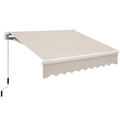 8'x7' Patio Awning, Manual Retractable Sun Shade, Outdoor Deck Canopy Shelter, Beige Patio Awnings at Gallery Canada