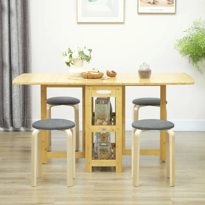 Stackable Wood Stools Set of 4, Padded Seat, Grey Dining Chairs at Gallery Canada