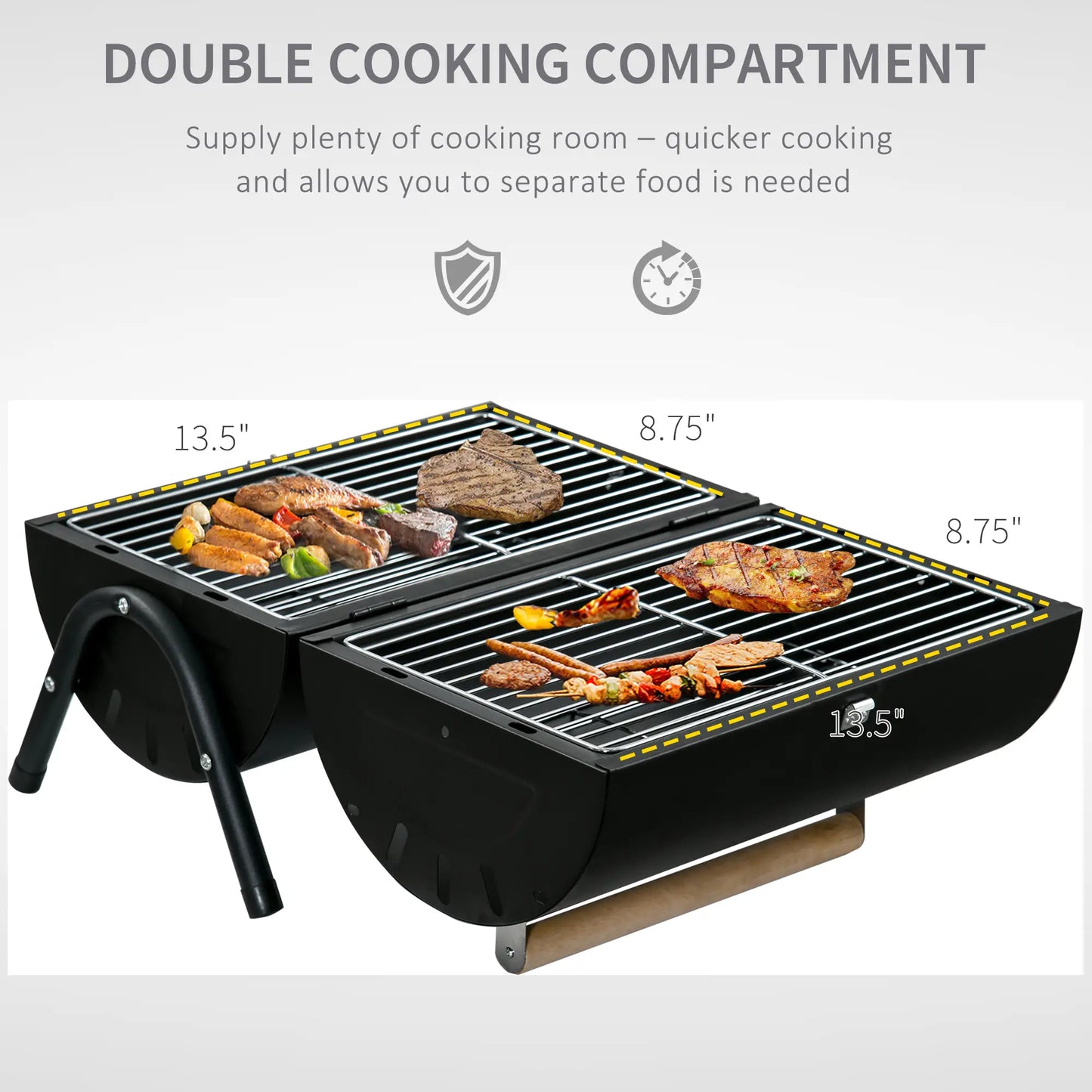 Outdoor Charcoal BBQ Grill, Tabletop Folding Barbecue, 17.3" x 9.8" x 14", Black Charcoal BBQ Grils at Gallery Canada