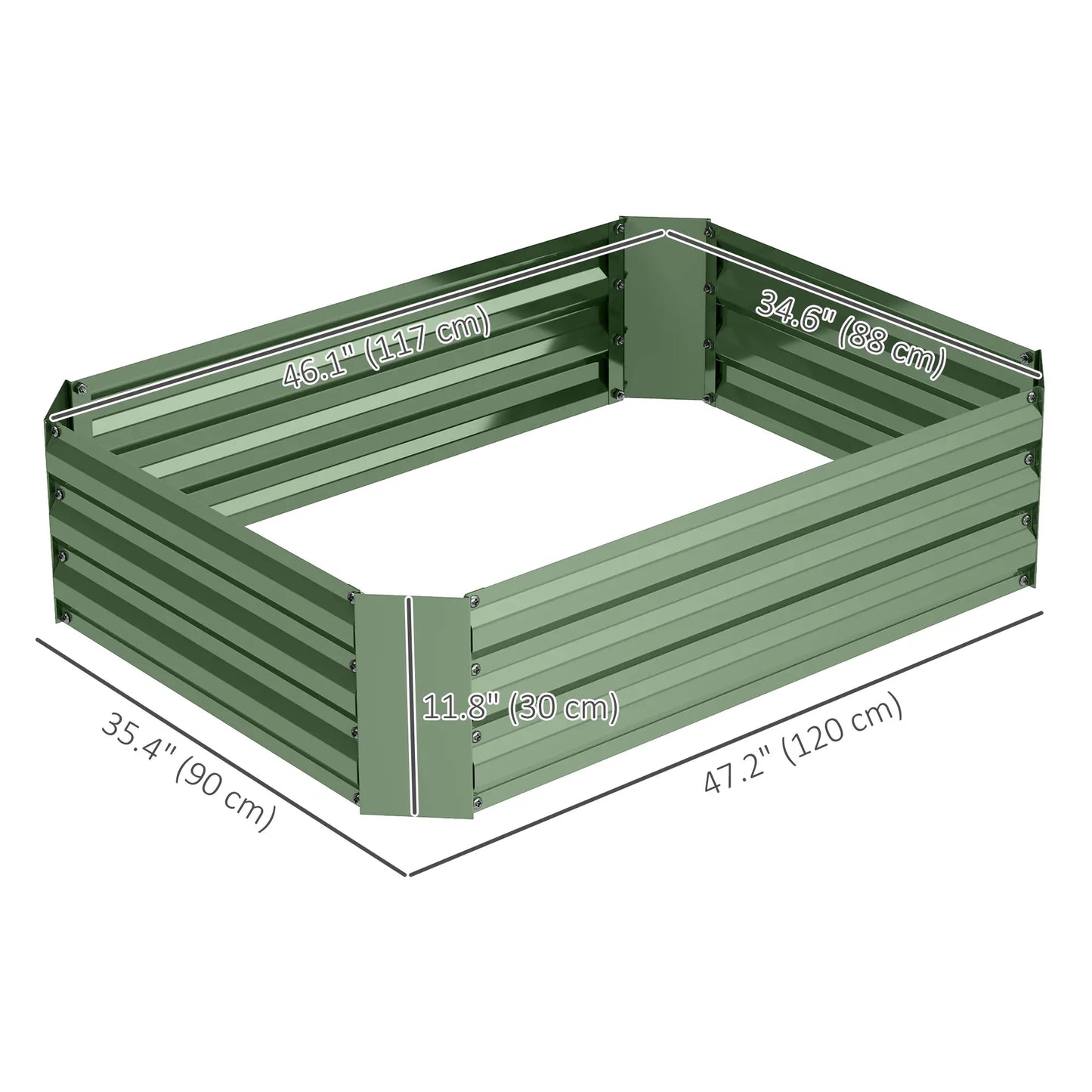 Galvanized Raised Garden Bed, 4' x 3' x 1', Metal Planter Box, Dark Green Galvanized Planter Boxes at Gallery Canada