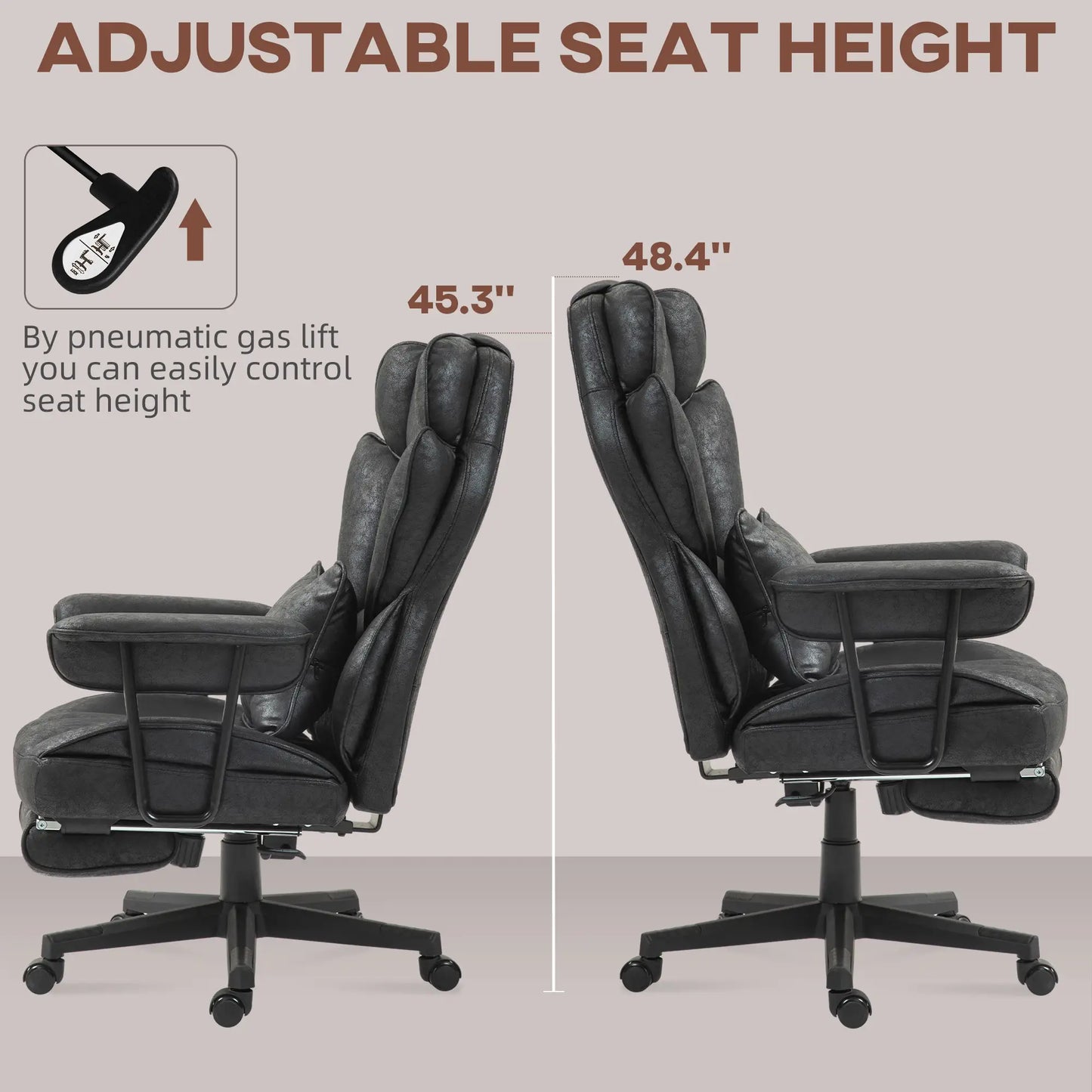 Big and Tall Office Chair with Foot Rest, 400LBS, High Back, Black Executive & Manager Chairs at Gallery Canada