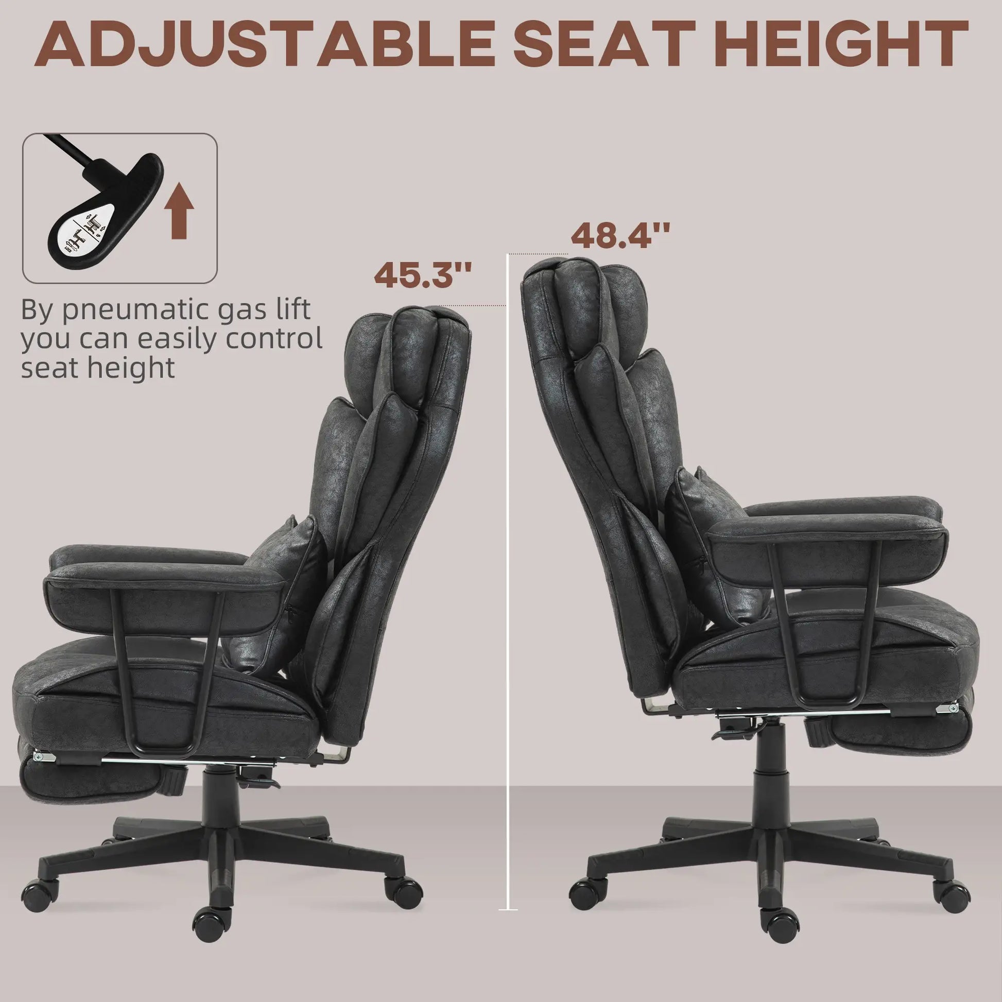 Big and Tall Office Chair with Foot Rest, 400LBS, High Back, Black Executive & Manager Chairs at Gallery Canada