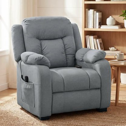 Massage Recliner Chair, Quiet Brushless Motor, Pet-Friendly Fabric, 2 Memory Positions, Grey Single Sofas at Gallery Canada