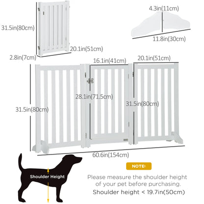 31.5"H Foldable Dog Gate with Door, 3 Panels, White Houses, Kennels & Pens at Gallery Canada