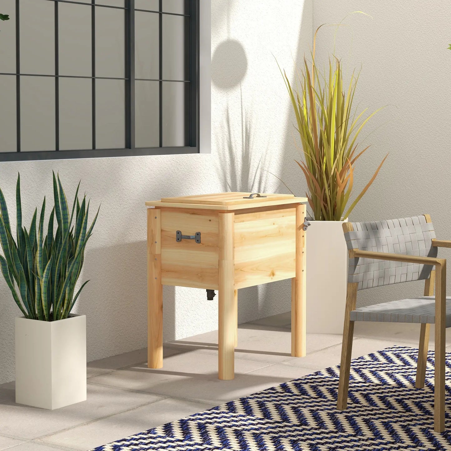 54-Qt Wooden Patio Cooler, Outdoor Table With Bottle Opener, Natural Cooler Boxes at Gallery Canada