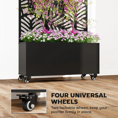 Metal Planter Box With Trellis, Raised Garden Bed With Monstera Leaf Cut-Out