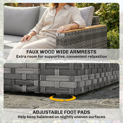 L-Shaped Wicker Patio Furniture Set, 7 Piece, Light Grey Patio Furniture Sets at Gallery Canada
