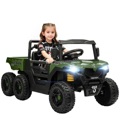 24V 4WD Kids Ride On Truck, 6 Wheels, 2 Seater, Remote, Dump Bed, Green Electric Toy Cars at Gallery Canada