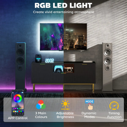 Modern TV Console For 40 Inch TVs, Smart RGB LED Lights, Soft Close Doors, Black TV Stands at Gallery Canada