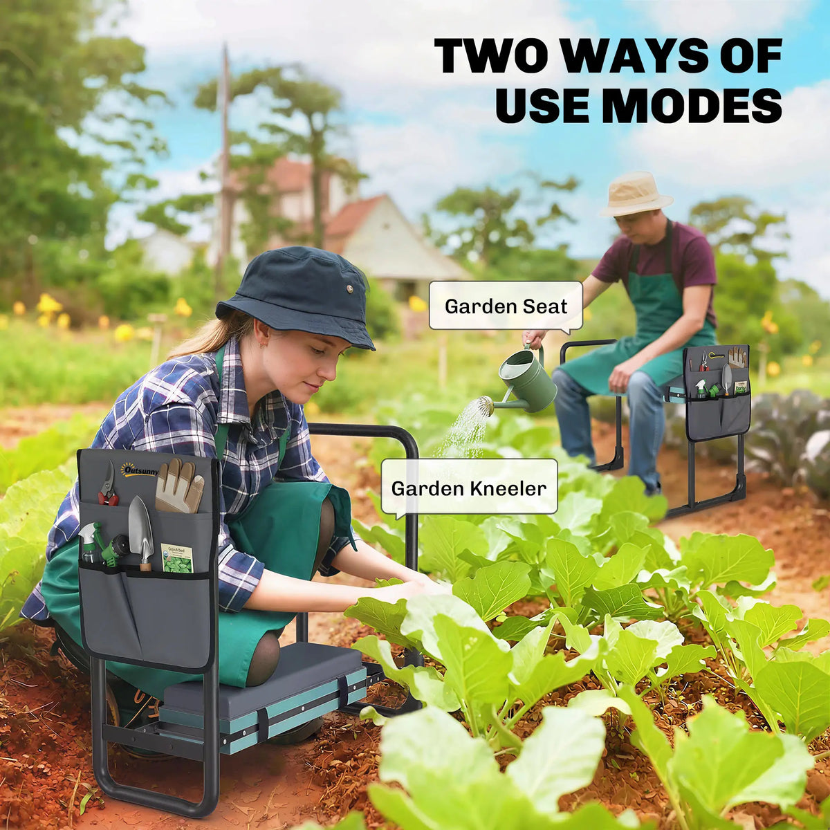 Heavy Duty Foldable Garden Kneeler Seat, Extendable Steel Legs Garden Accessories at Gallery Canada