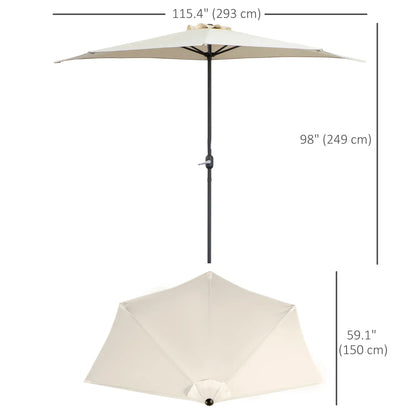 9.8ft Half Umbrella, Semi Round Patio Parasol, Crank Handle, Top Vent, Cream Sun Umbrellas at Gallery Canada