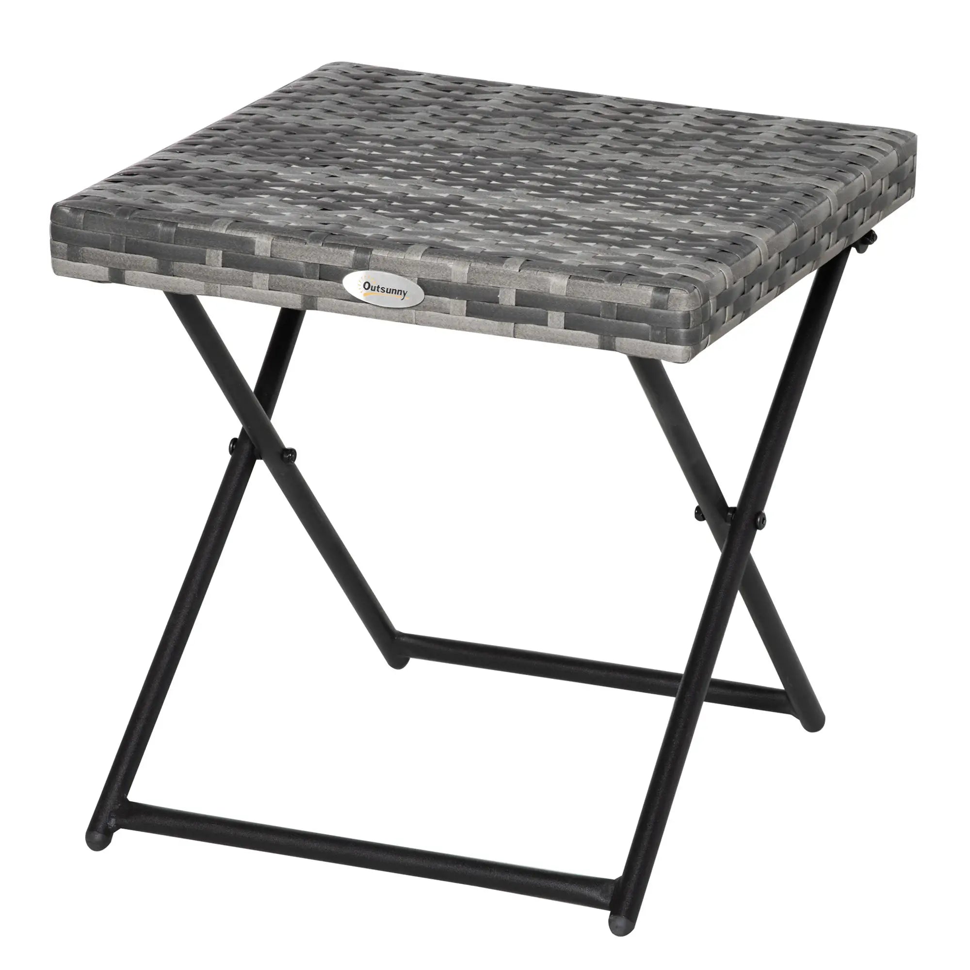 Rattan Coffee Table, Folding Outdoor Side Table, 15.75