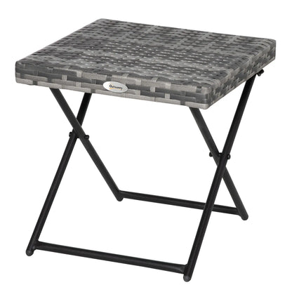 Rattan Coffee Table, Folding Outdoor Side Table, 15.75"x15.75"x15.75", Grey Coffee Tables at Gallery Canada