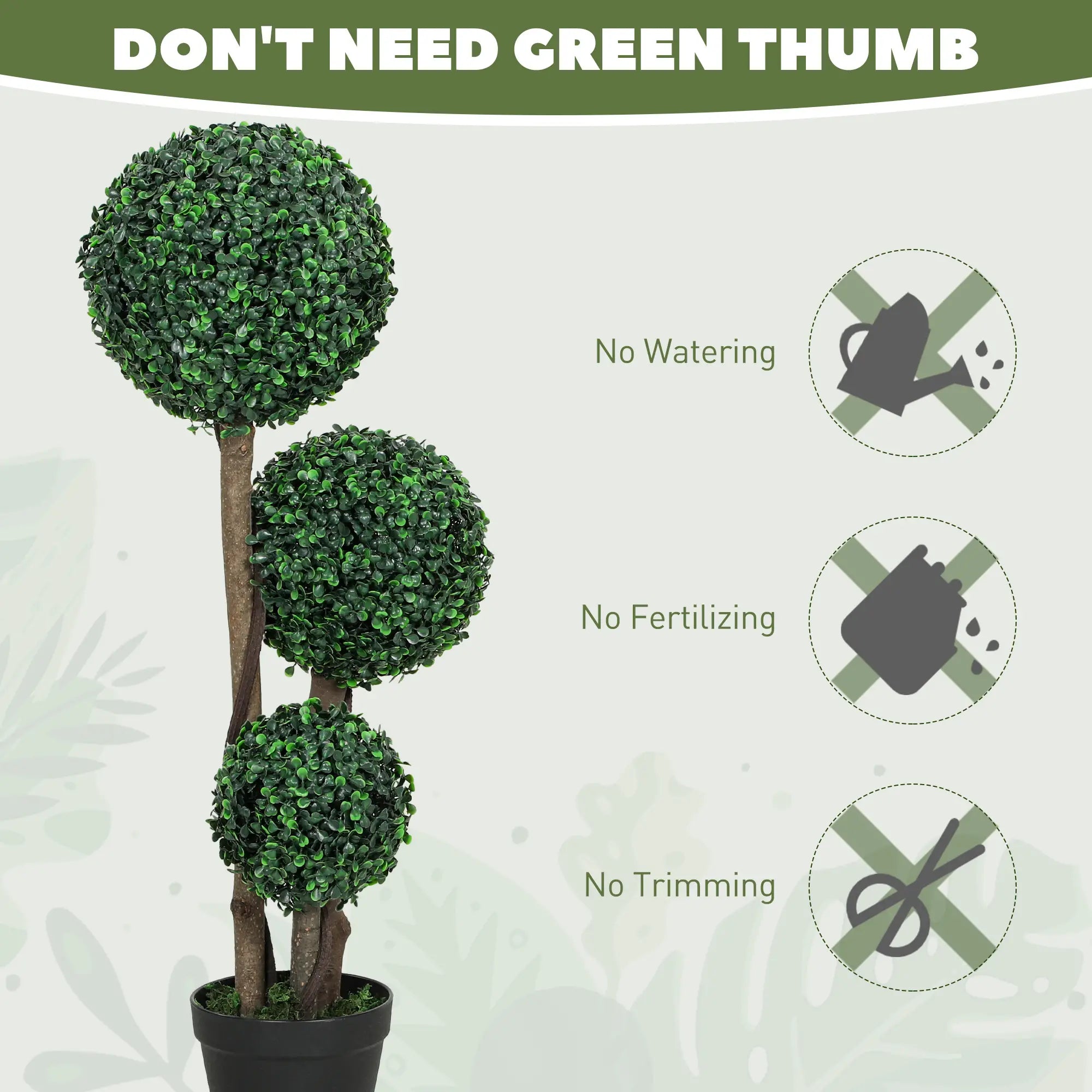 35 Inch Artificial Boxwood Topiary Tree Set of 2, Indoor Outdoor, Green Artificial Trees at Gallery Canada