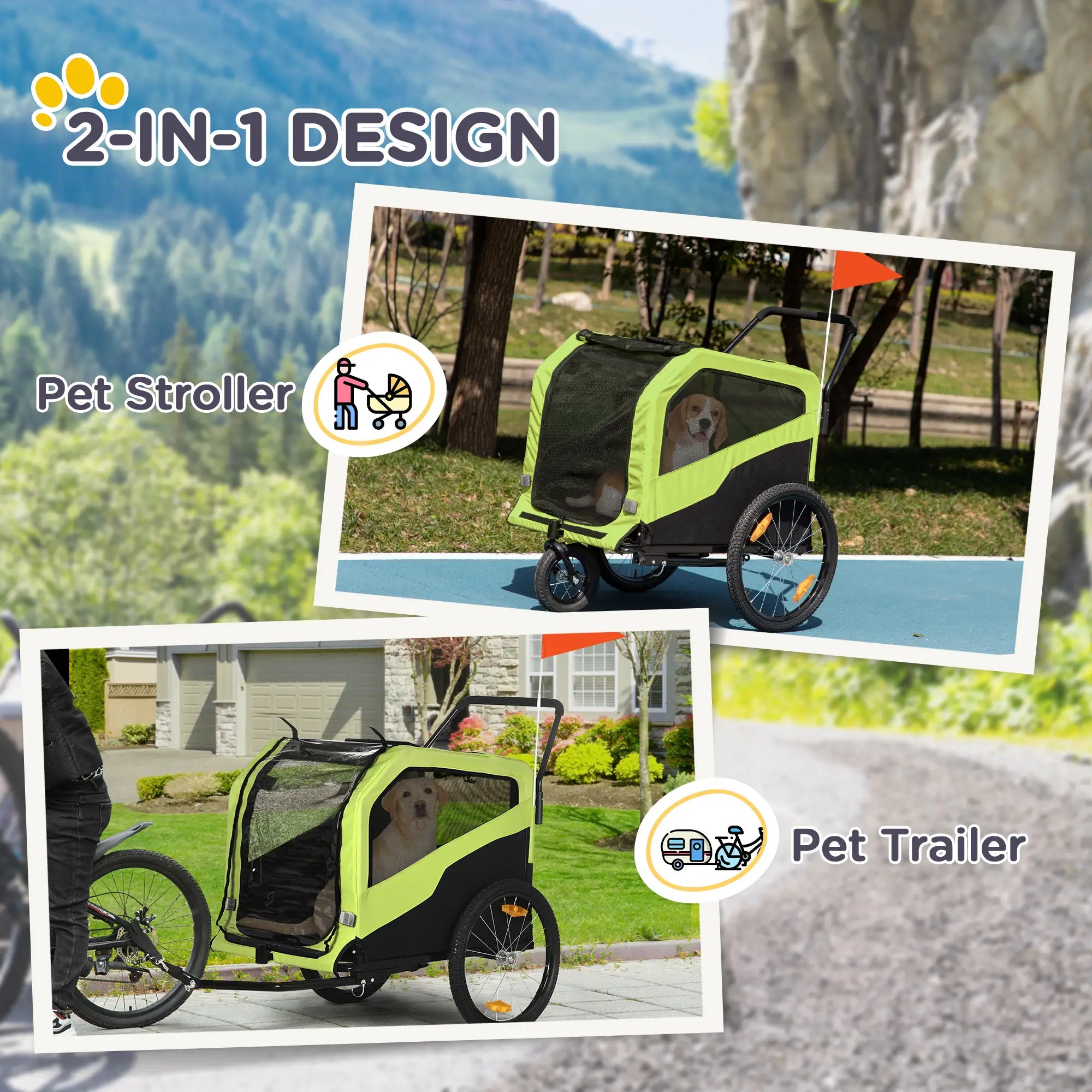 Dog Bike Trailer for Large Dogs, Green Dog Bike Trailers & Strollers at Gallery Canada