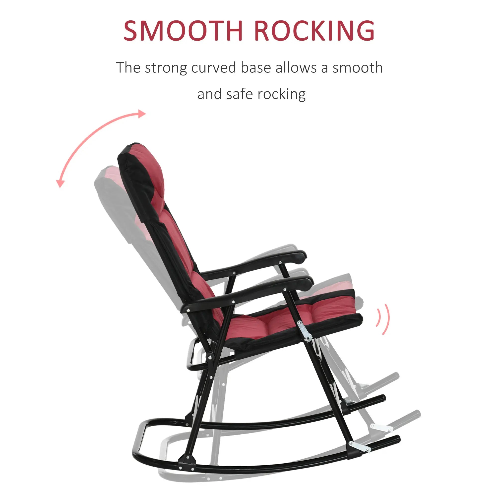 Folding Rocking Chair Set of 2, Padded, Armrest, Black, Red Outdoor Rocking Chairs at Gallery Canada