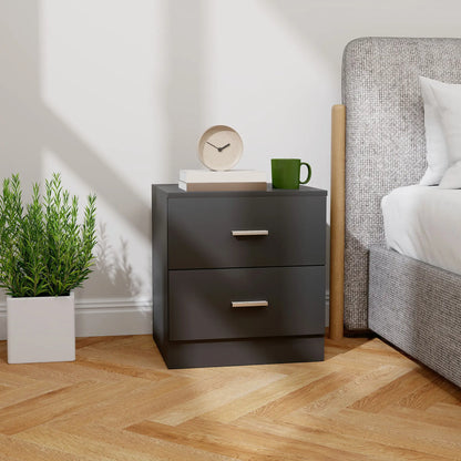 Modern Bedside Table, 2 Drawers, Nightstand for Bedroom, Black Bedside Tables at Gallery Canada