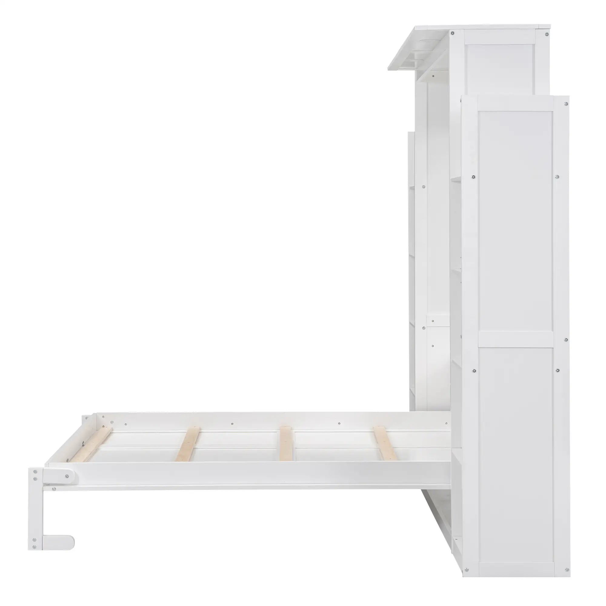 Murphy Bed with Shelves, LED Lights, 91