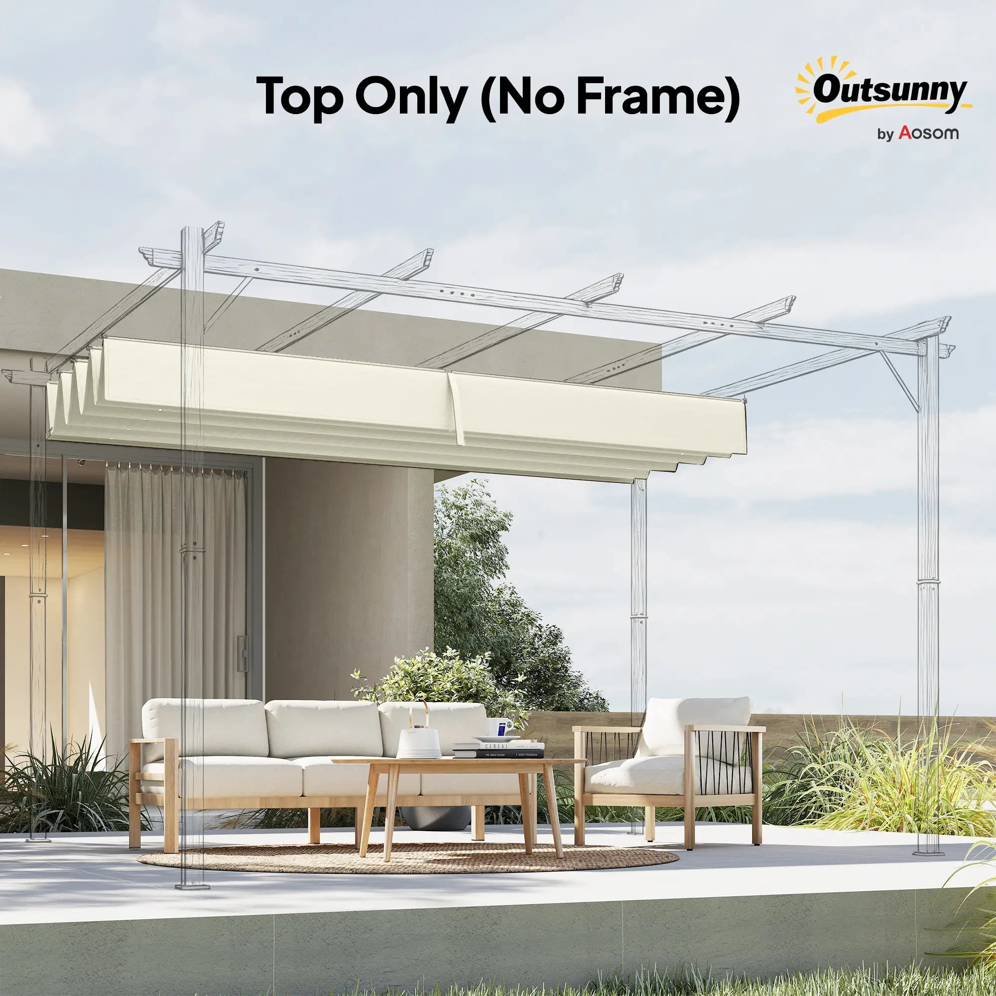 Retractable Pergola Canopy, 10' x 7' Sun Shade, UV30+, Cream White Gazebo Canopy Replacement at Gallery Canada