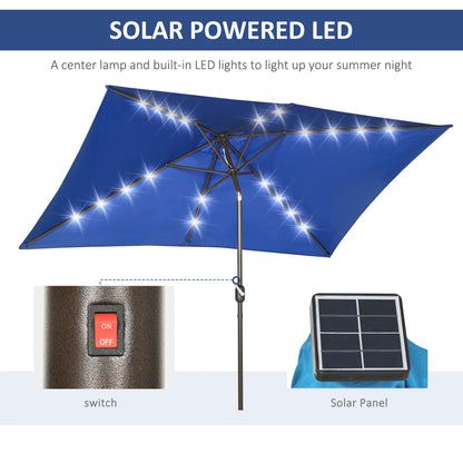 6.5x10ft Rectangle Solar Tilt Umbrella, Aluminum, Dark Blue Sun Umbrellas at Gallery Canada
