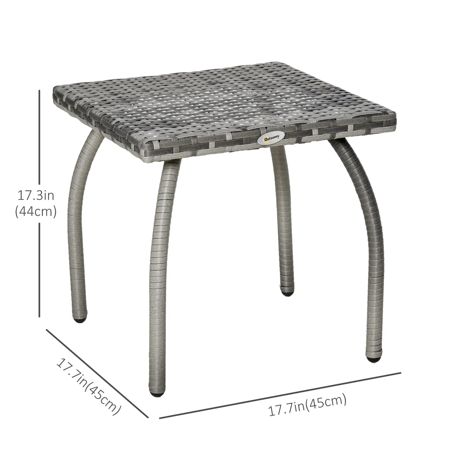 18" Rattan Coffee Table, Outdoor Side Table, Small Square, Grey Patio Side Tables at Gallery Canada