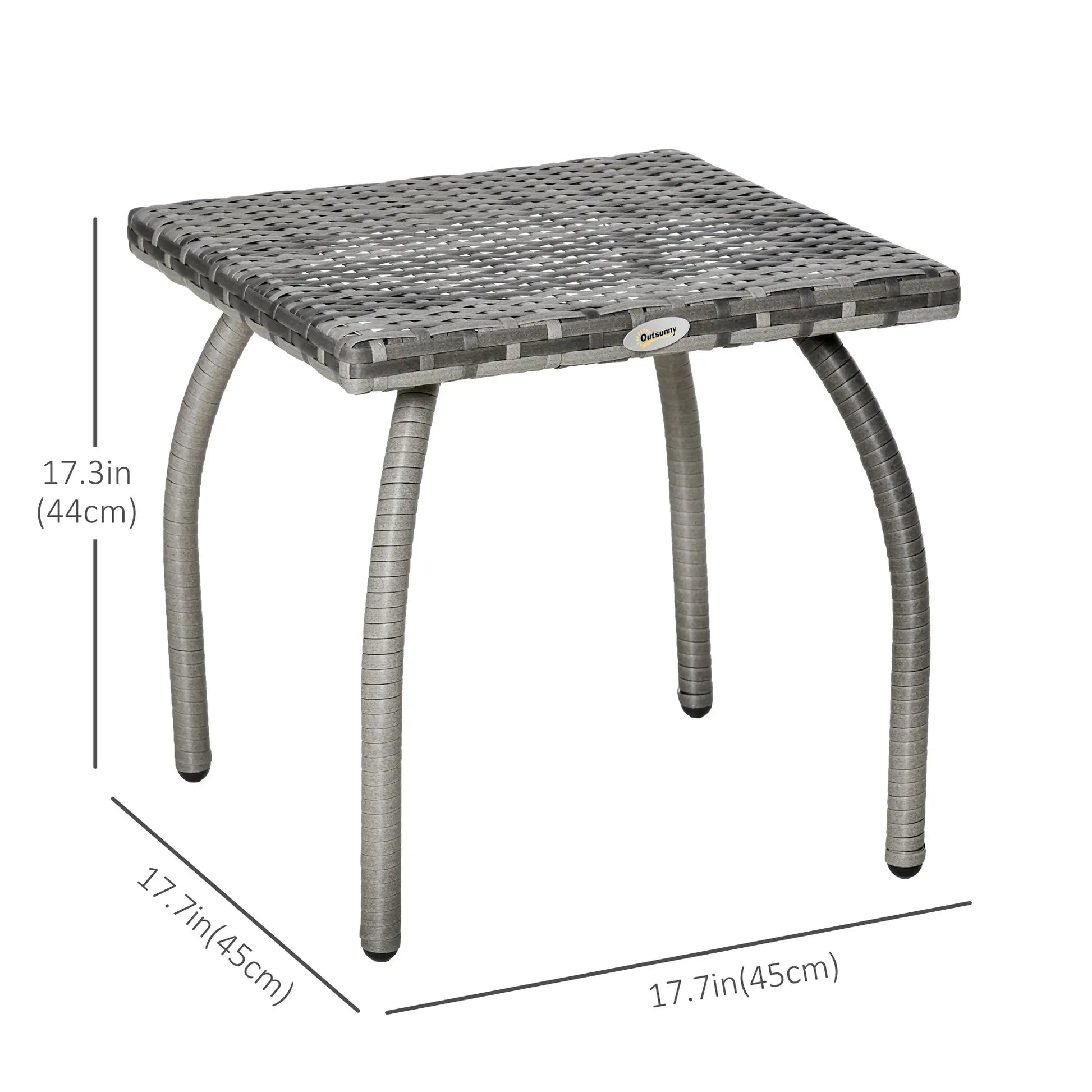 18" Rattan Coffee Table, Outdoor Side Table, Small Square, Grey Patio Side Tables at Gallery Canada
