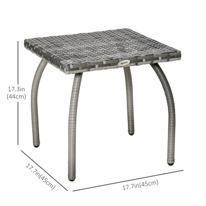 18" Rattan Coffee Table, Outdoor Side Table, Small Square, Grey Patio Side Tables at Gallery Canada