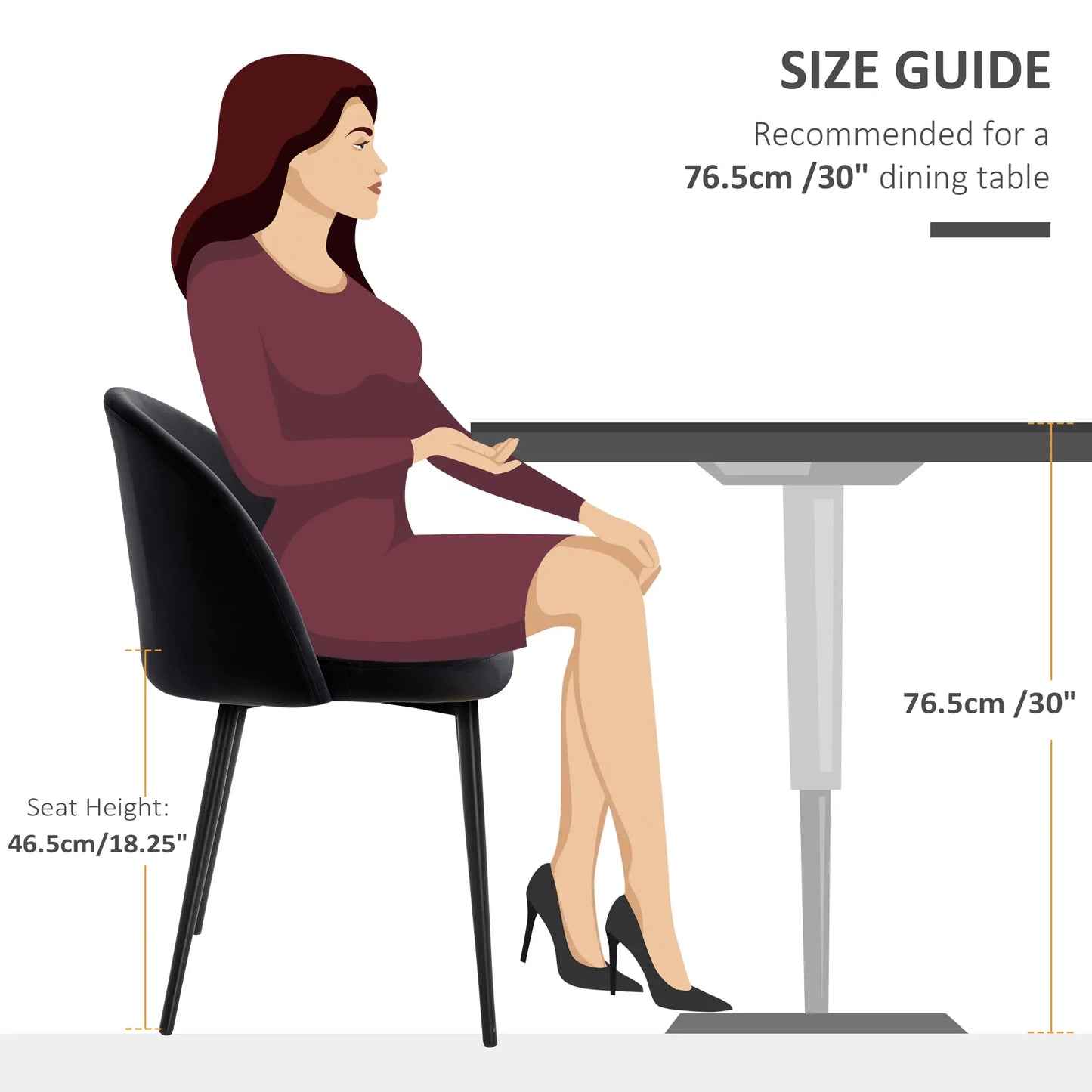 Set of 2 Mid-Back Dining Chairs, Velvet Upholstery, Black Bar Stools at Gallery Canada