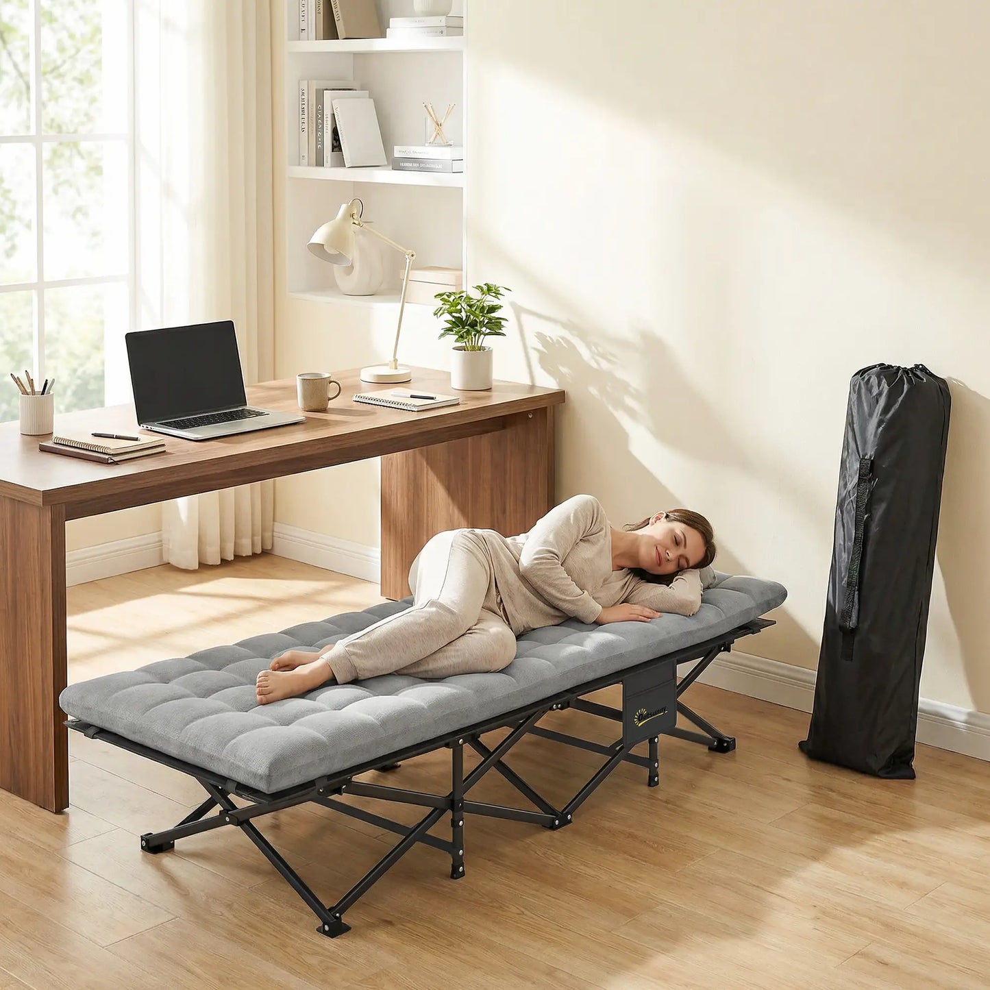 Set of 2 Camping Cots, 32" Extra Wide Folding, Grey Camping Cots at Gallery Canada