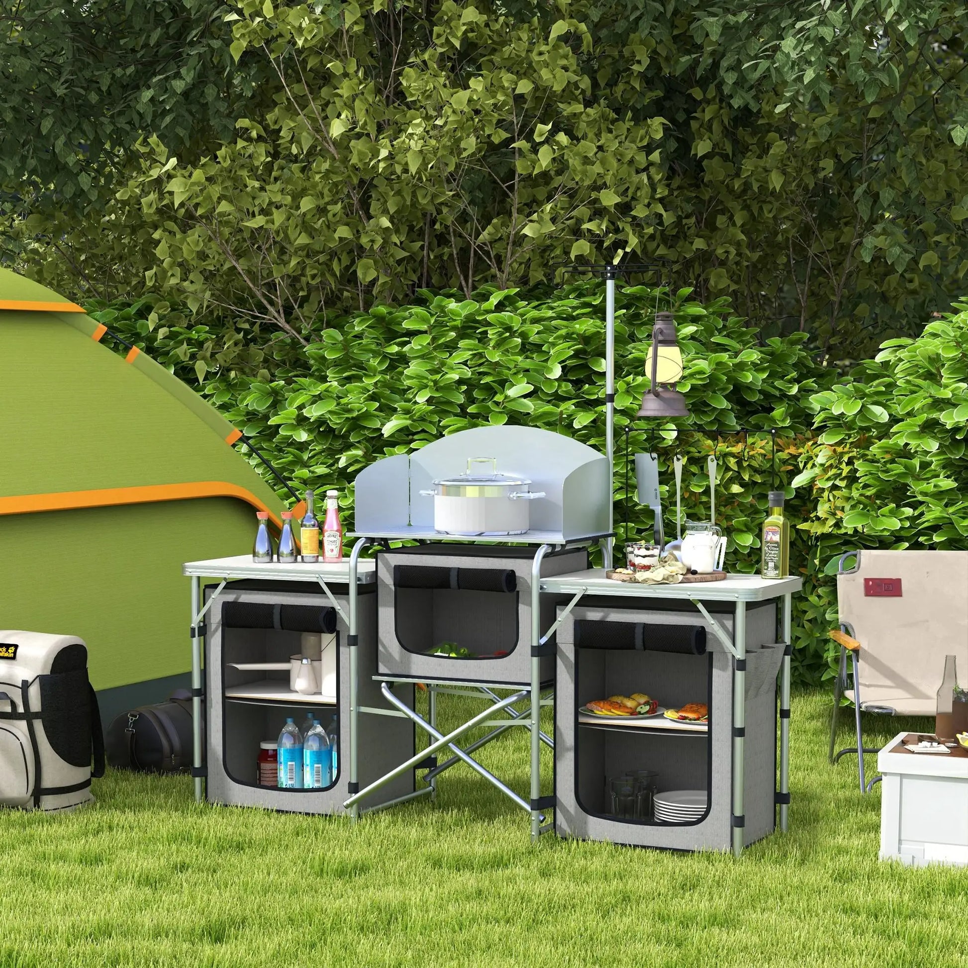 Portable Aluminum Camping Table, Fabric Cupboards, Windshield, Grey Picnic Tables & Camping Chairs at Gallery Canada