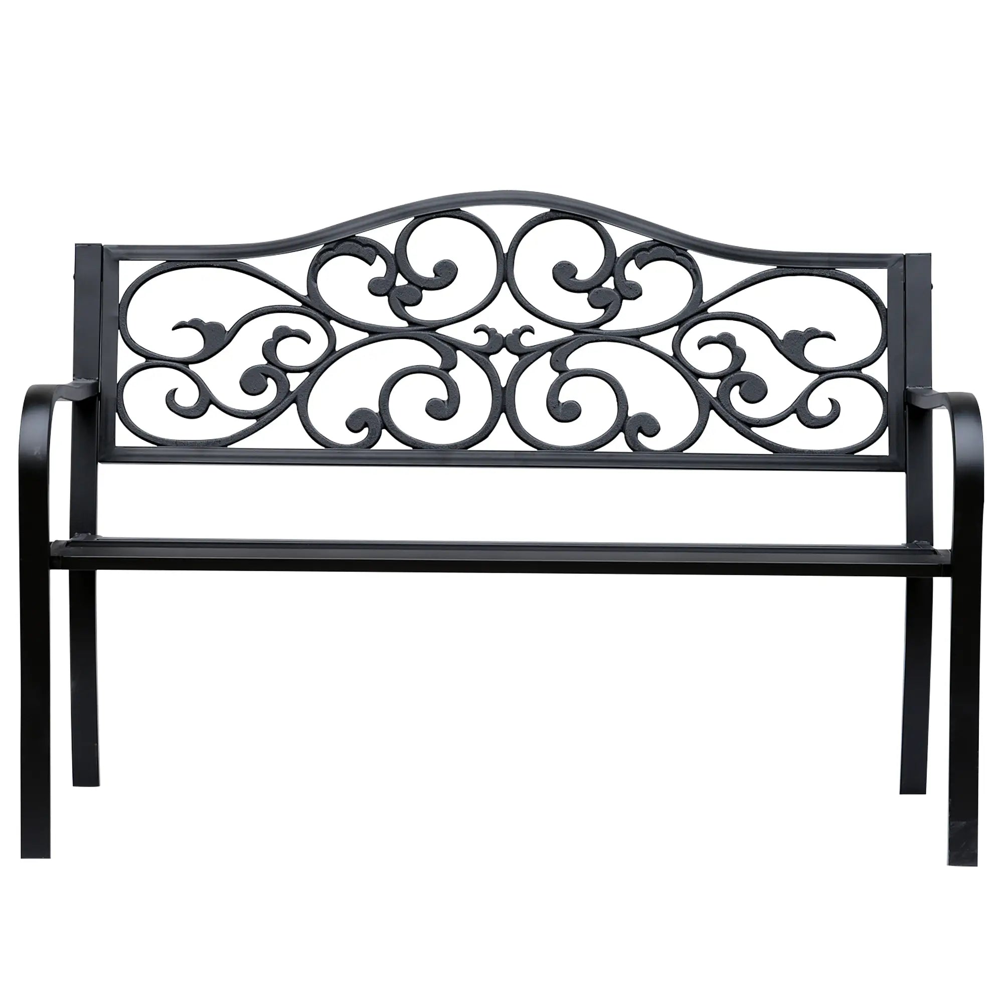 Vintage Floral Cast Metal Garden Bench, 50
