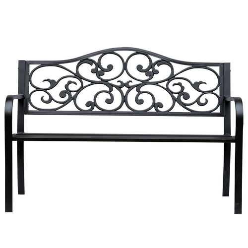 Vintage Floral Cast Metal Garden Bench, 50