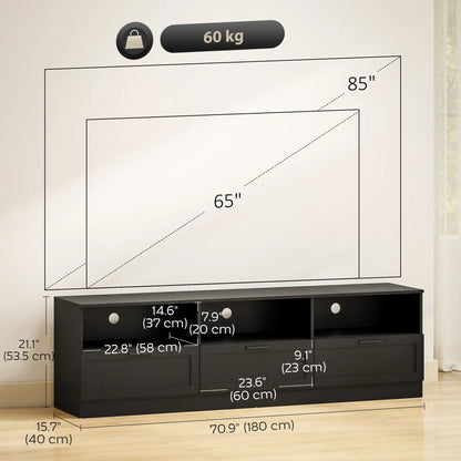 TV Stand with Storage, 3 Cabinets, 3 Shelves, for TVs up to 85", Black TV Stands at Gallery Canada
