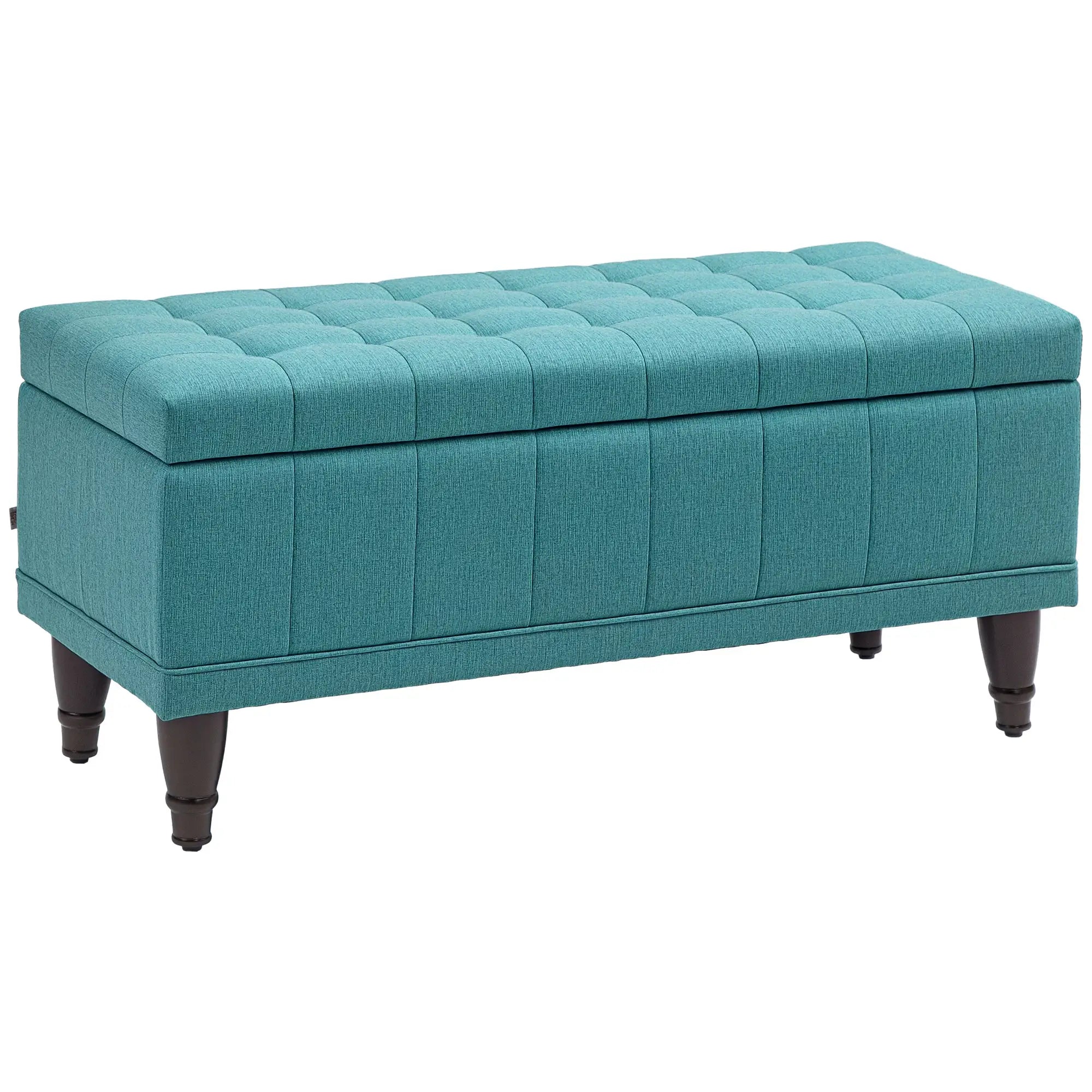Linen Storage Ottoman, Button Tufted Bench for Bedroom, Green Storage Ottomans & Benches at Gallery Canada