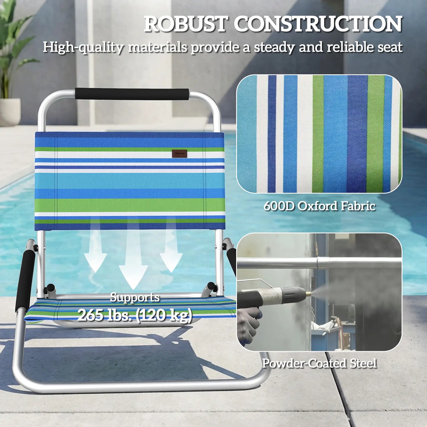Folding Outdoor Recliner Lounge Chair Set, 2 Pack, Hidden Pocket Lounger Chairs at Gallery Canada