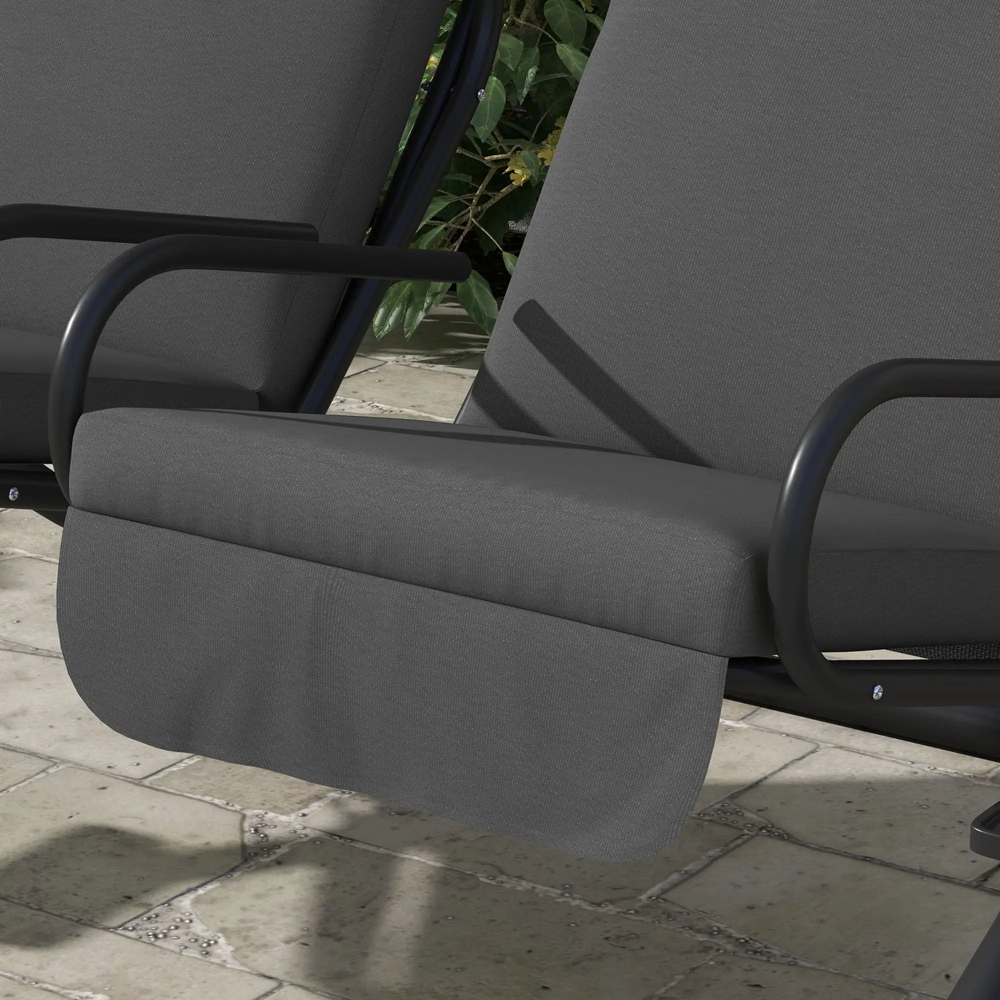 2-Seater Outdoor Porch Swing with Canopy, Grey Patio Swings with Stand at Gallery Canada