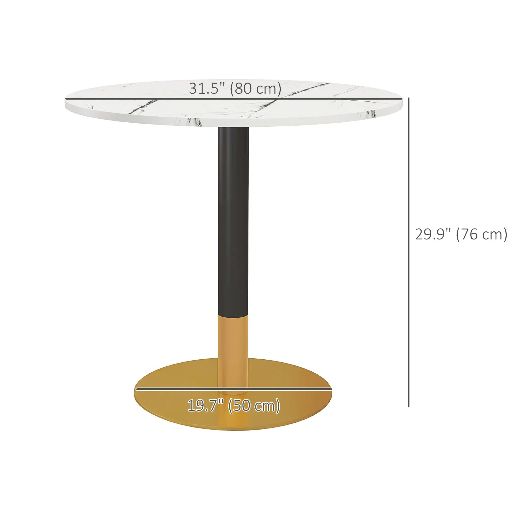 Round Dining Table, Faux Marble Top, Steel Base, Small Kitchen Table, White Bar Tables & Dining Tables at Gallery Canada