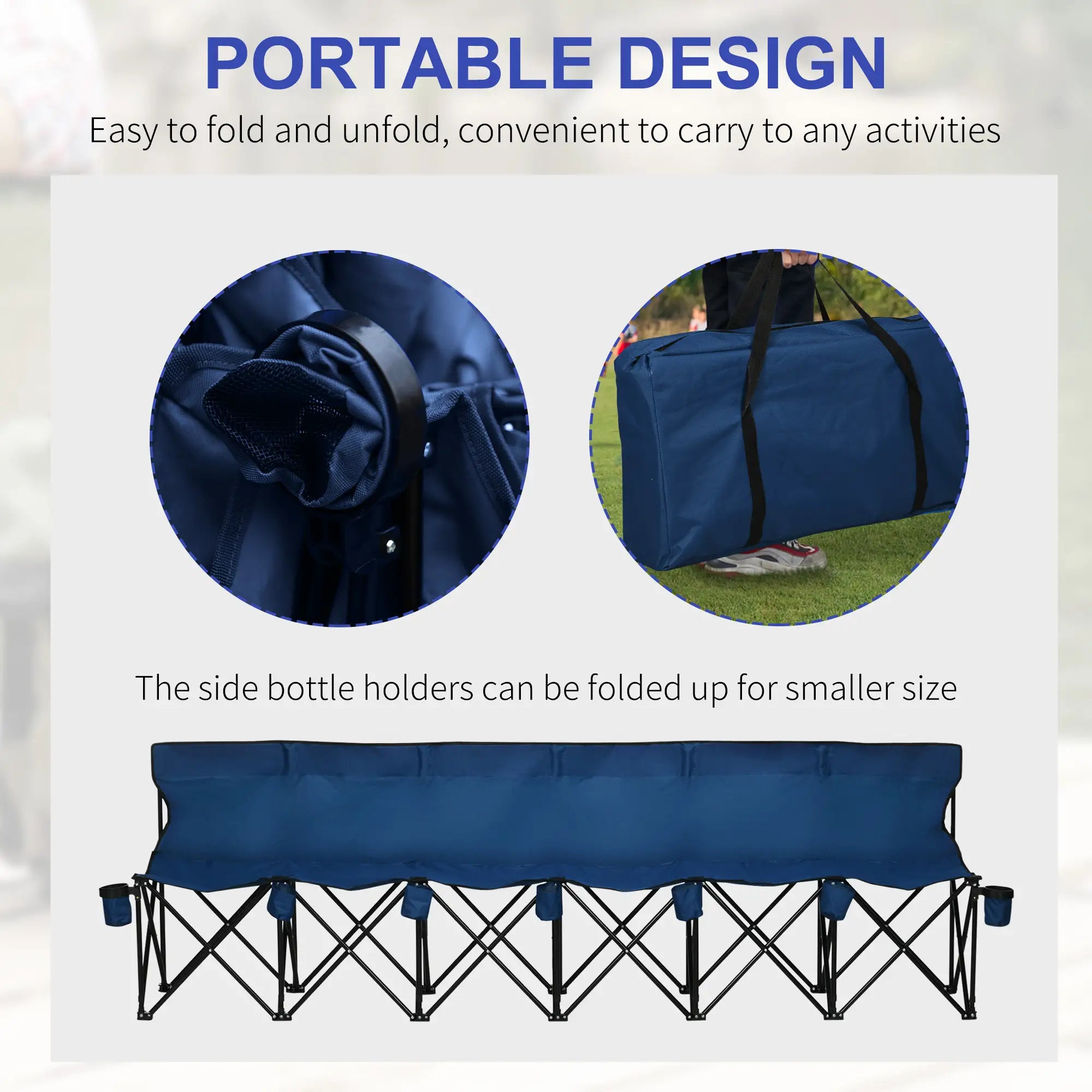 6 Seat Folding Camping Chair, Cup Holder, Carrying Case, Blue Picnic Tables & Camping Chairs at Gallery Canada