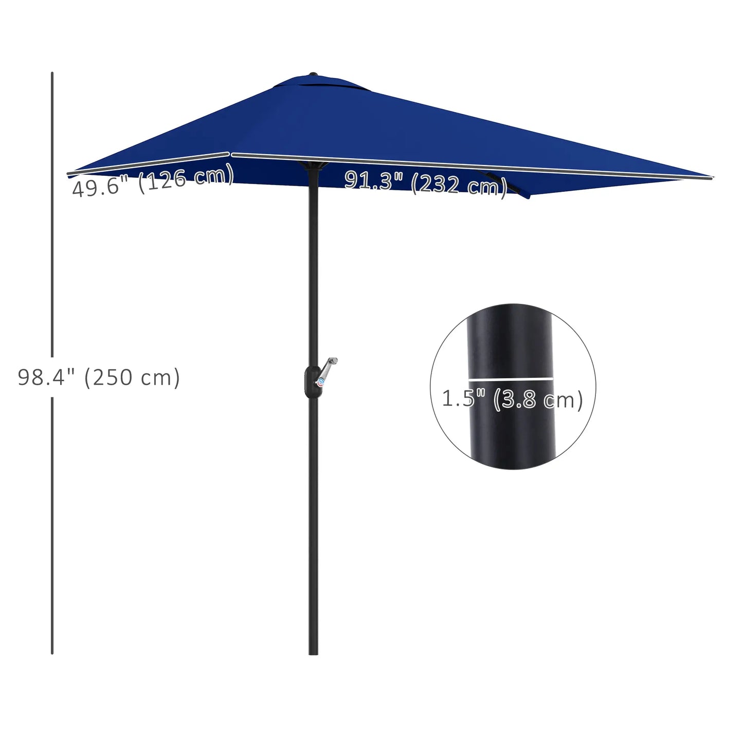 8ft Half Round Umbrella, Outdoor Balcony Parasol, Garden Sun Shade Half Round Umbrellas at Gallery Canada