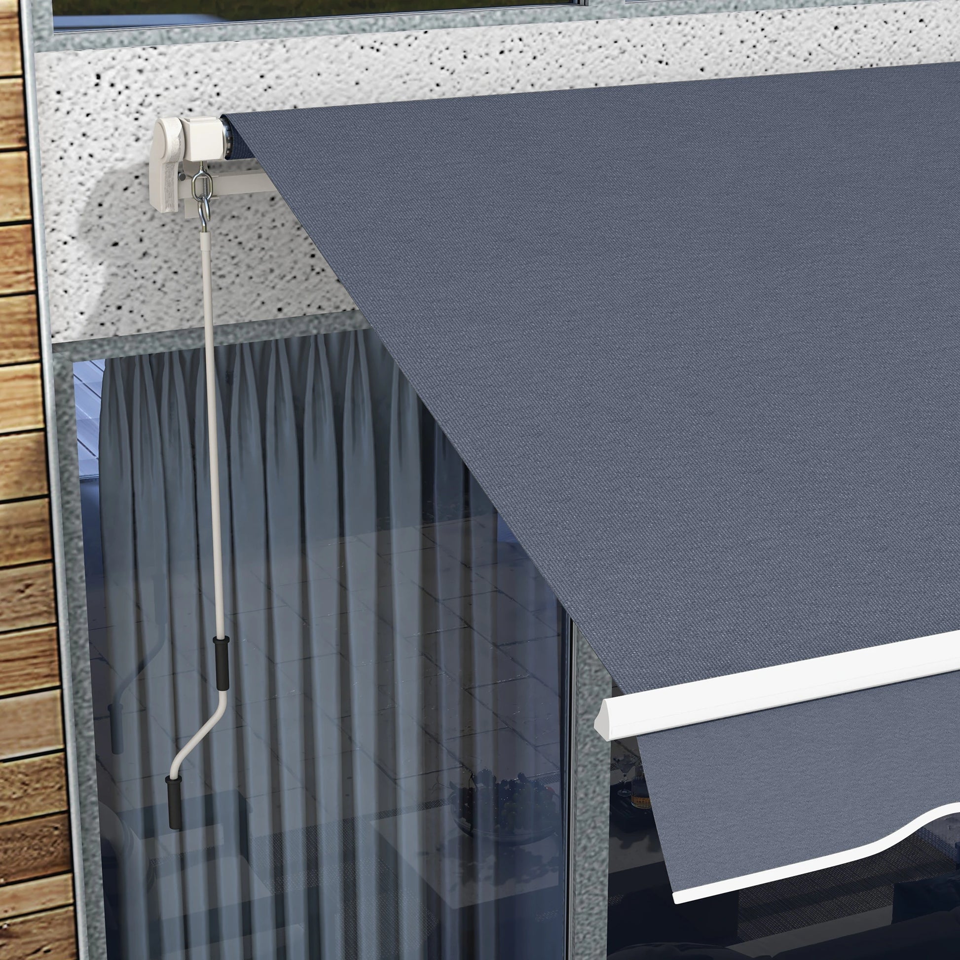 12' x 8' Retractable Patio Awning, Manual Crank, UV Water-Resistant, Grey Deck Awnings at Gallery Canada