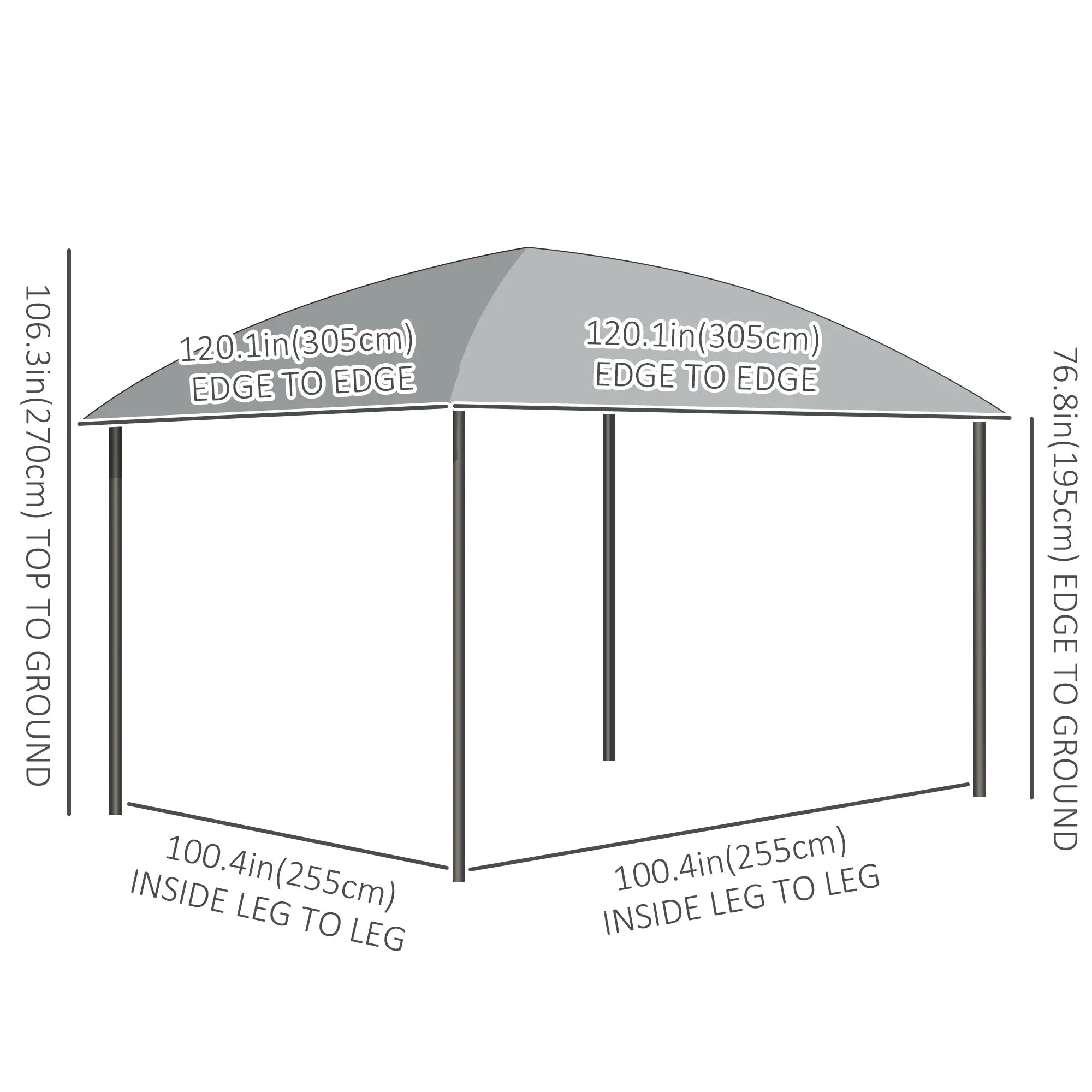 10' x 10' Hardtop Gazebo, UV60+ Polycarbonate Roof, Steel Frame, Dark Grey Gazebos at Gallery Canada