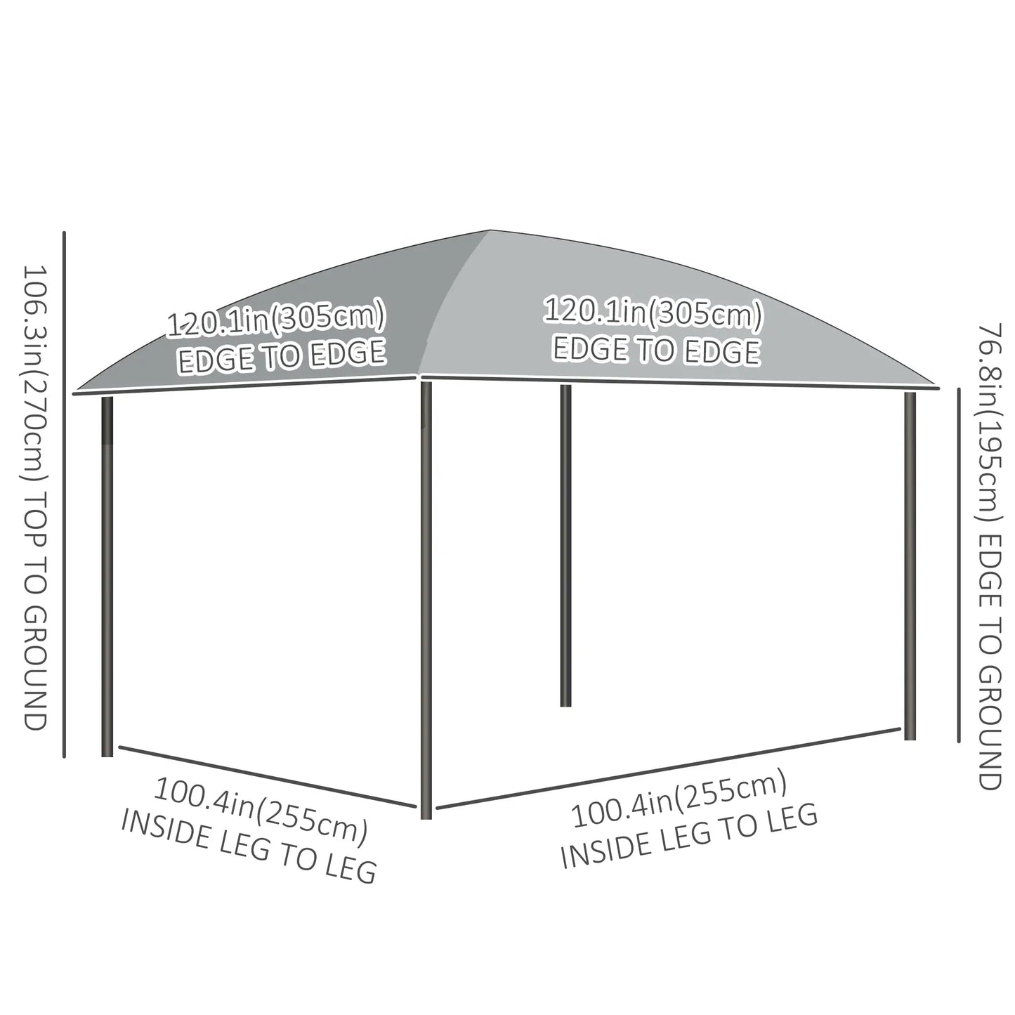 10' x 10' Hardtop Gazebo, UV60+ Polycarbonate Roof, Steel Frame, Dark Grey Gazebos at Gallery Canada
