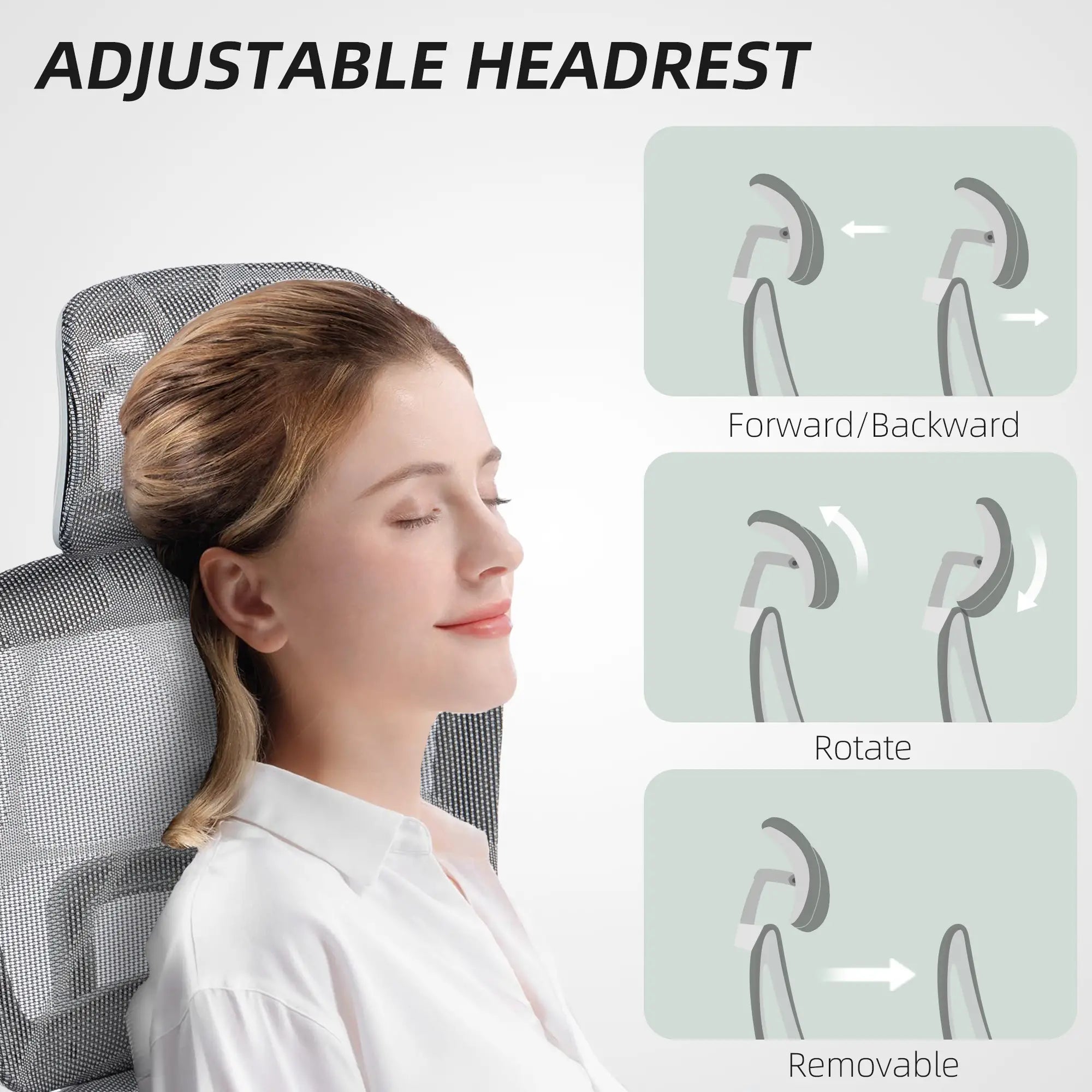 Mesh Office Chair, 3D Armrest, High Back, Lumbar Support, 135° Recline, Adjustable Headrest, Grey Executive & Manager Chairs at Gallery Canada