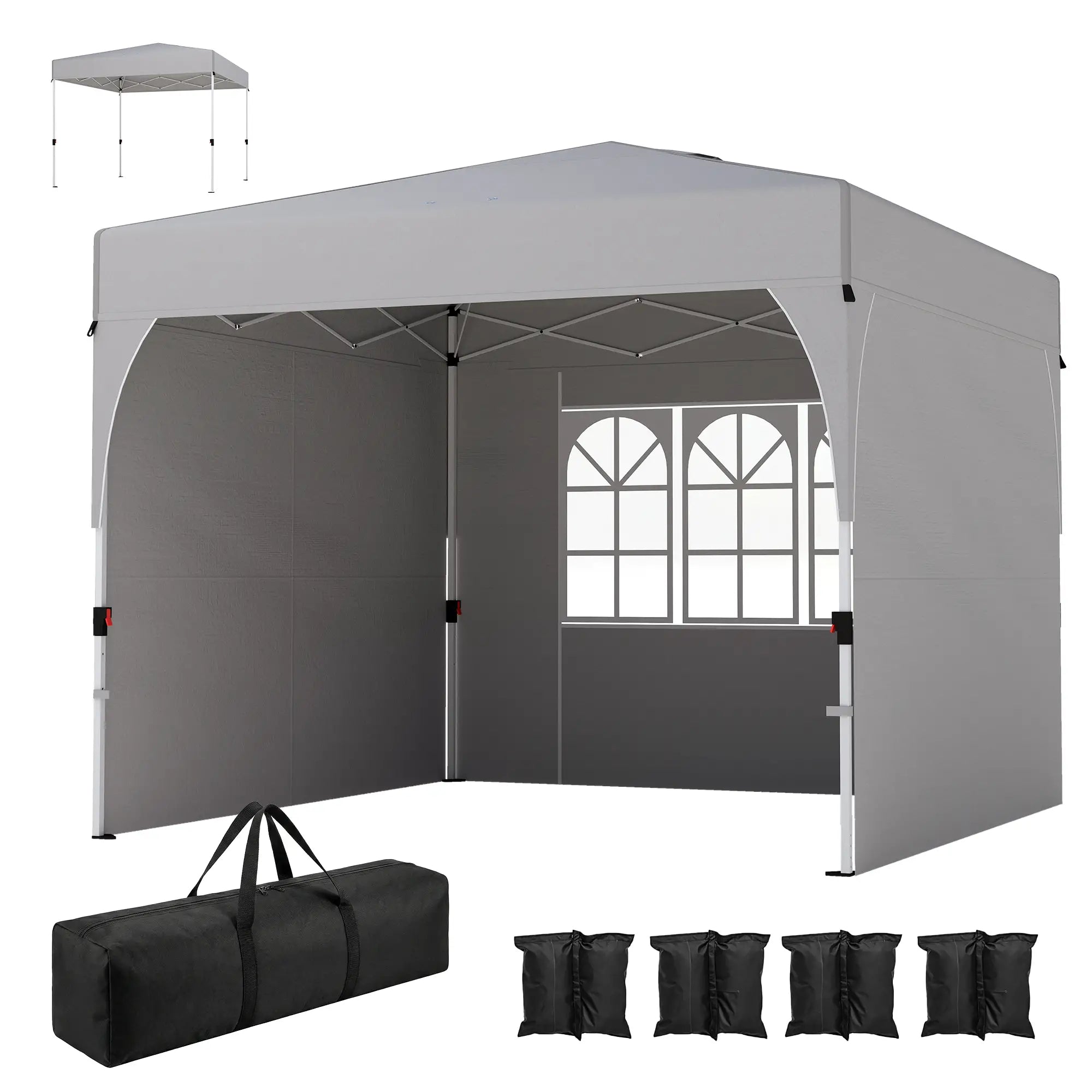 9.6 x 9.6 ft Pop Up Canopy Tent, 3 Sidewalls, UPF 50+, Light Grey Pop Up Canopies Light Grey, White at Gallery Canada